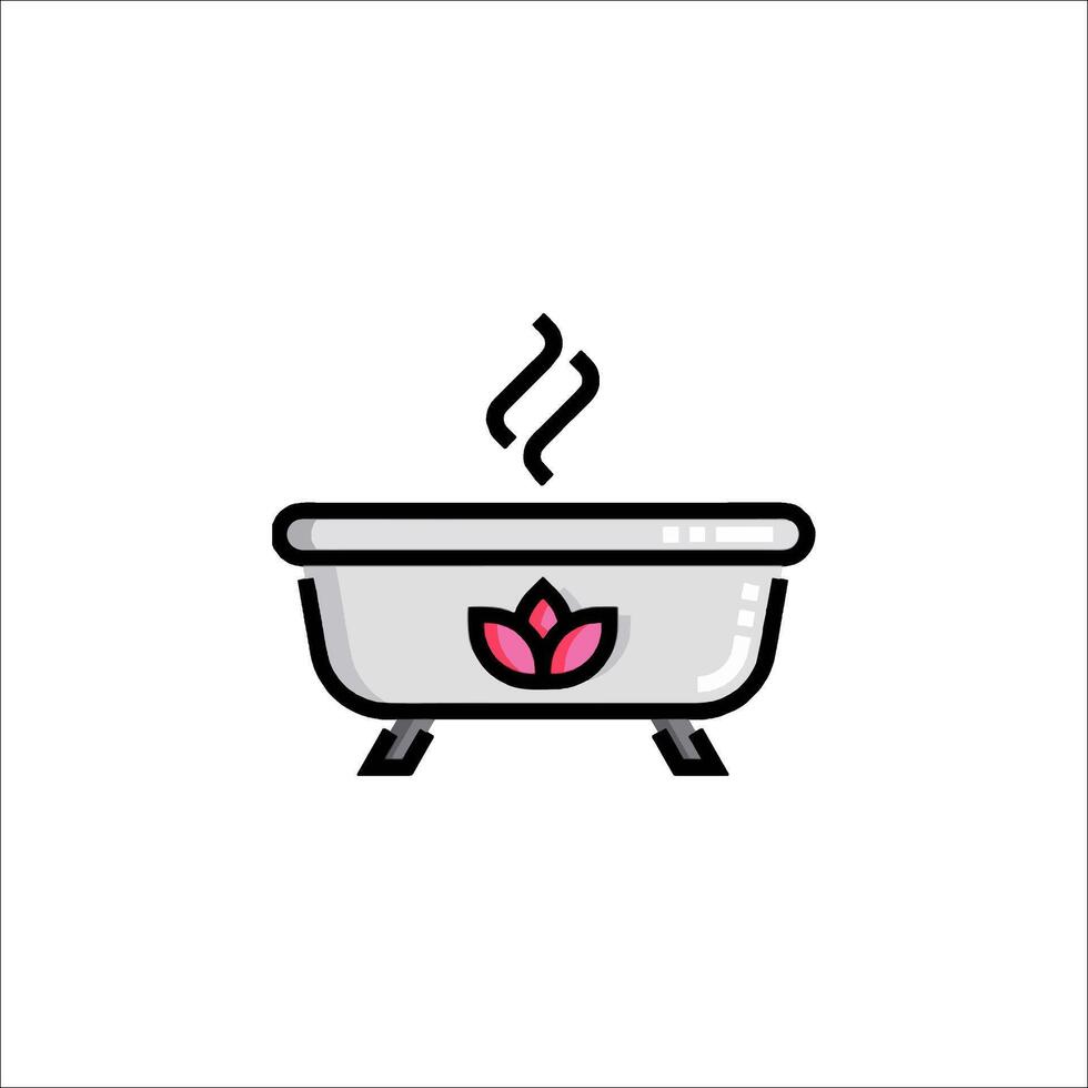 A bathtub with a pink flower in it vector