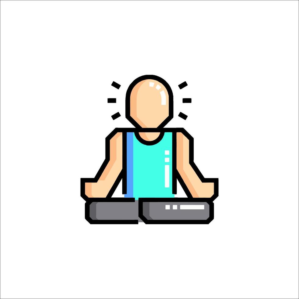 A man sitting in a yoga pose with his hands on his head vector