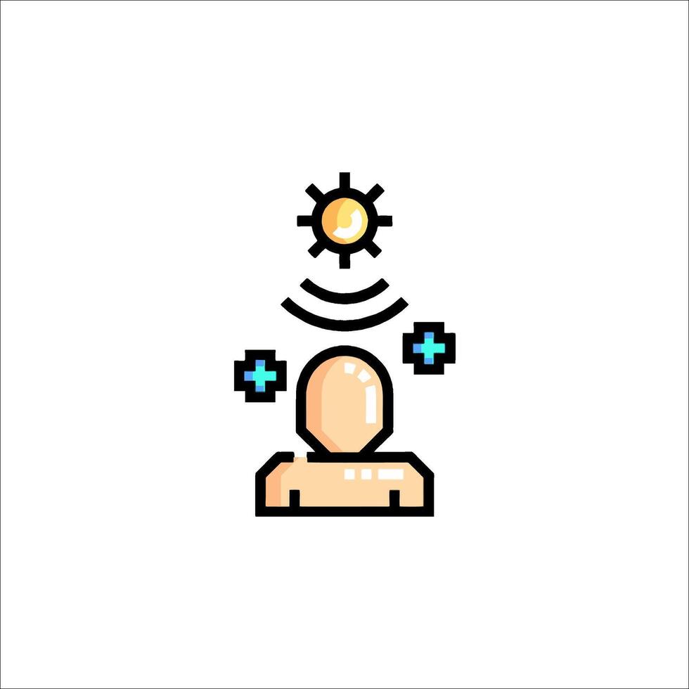 A man with a sun on his head and a cloud above him vector