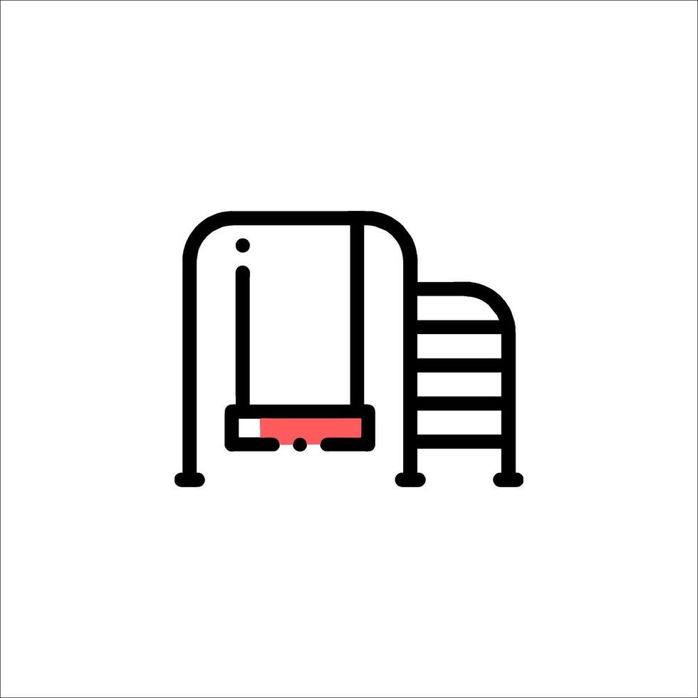 A black and red line icon of a ladder vector