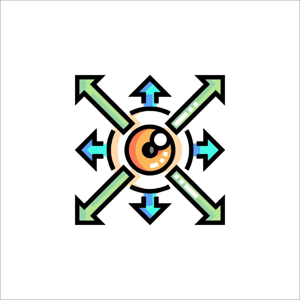 An eye with arrows and arrows in the middle vector