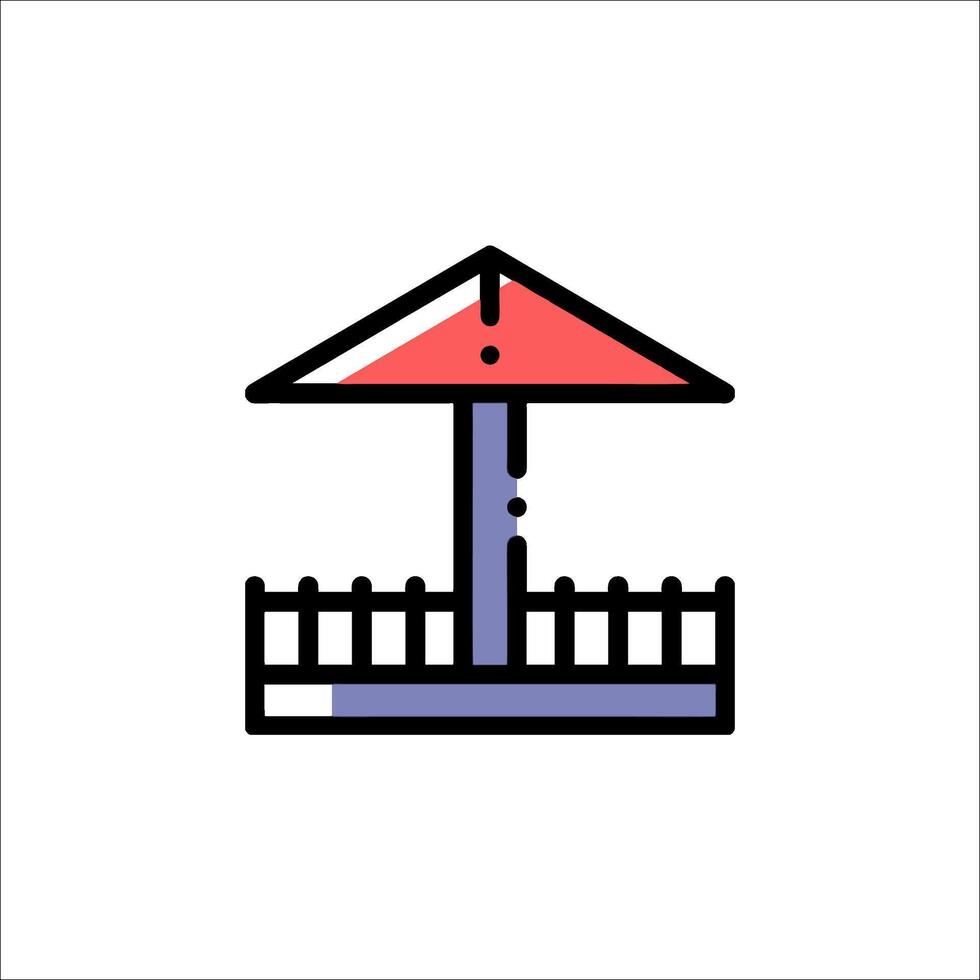 A red umbrella on a fence with a fence vector