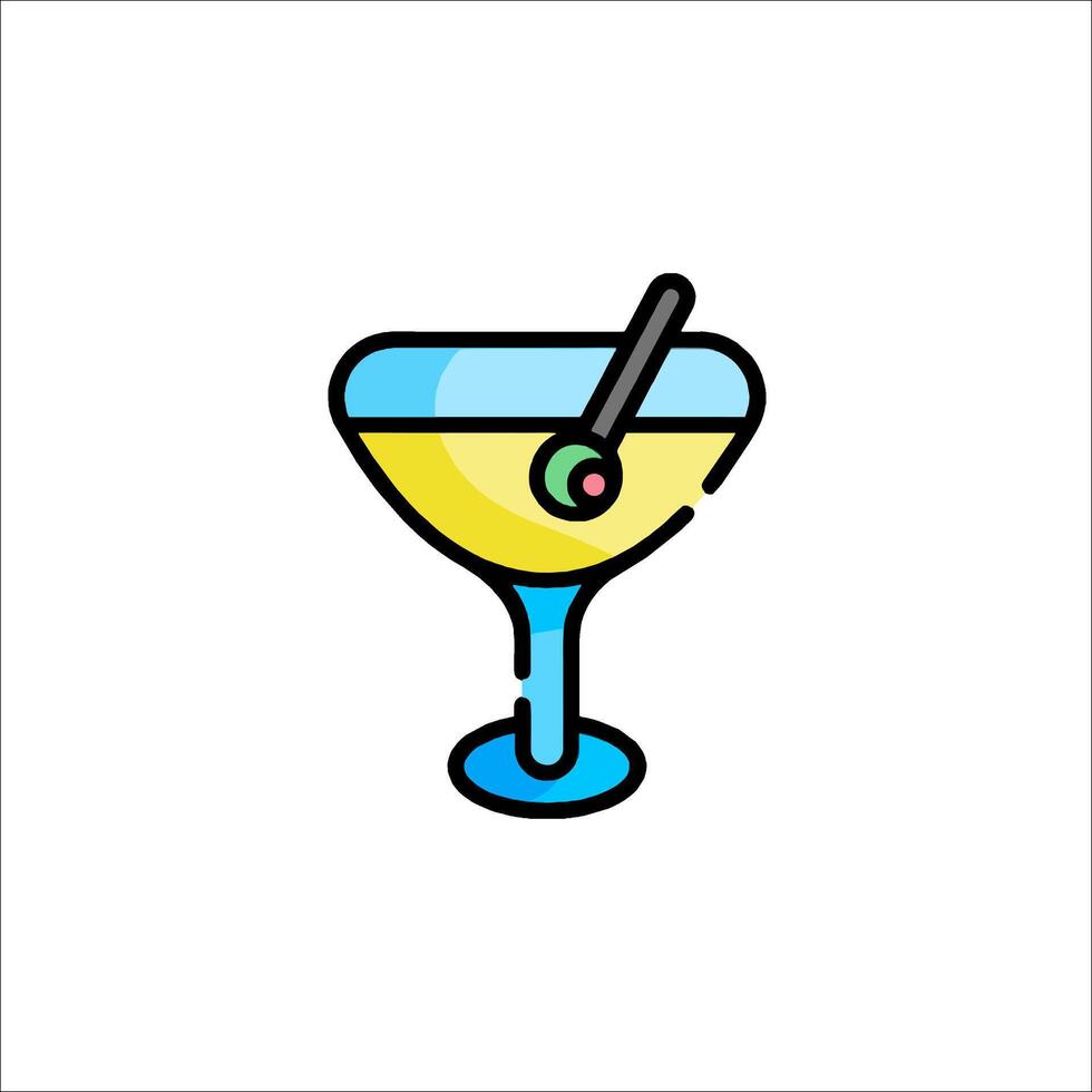 A martini glass with a cocktail in it vector