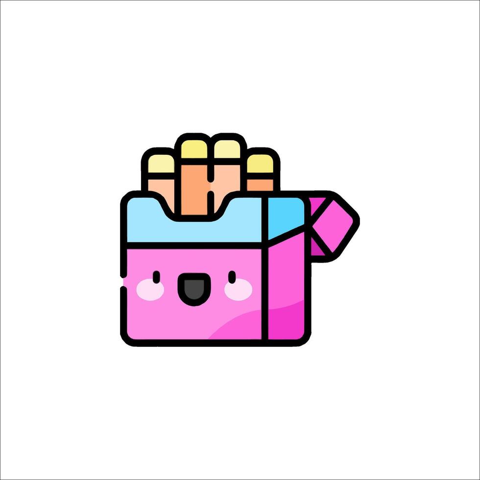 A cute pink box with a smiley face on it vector