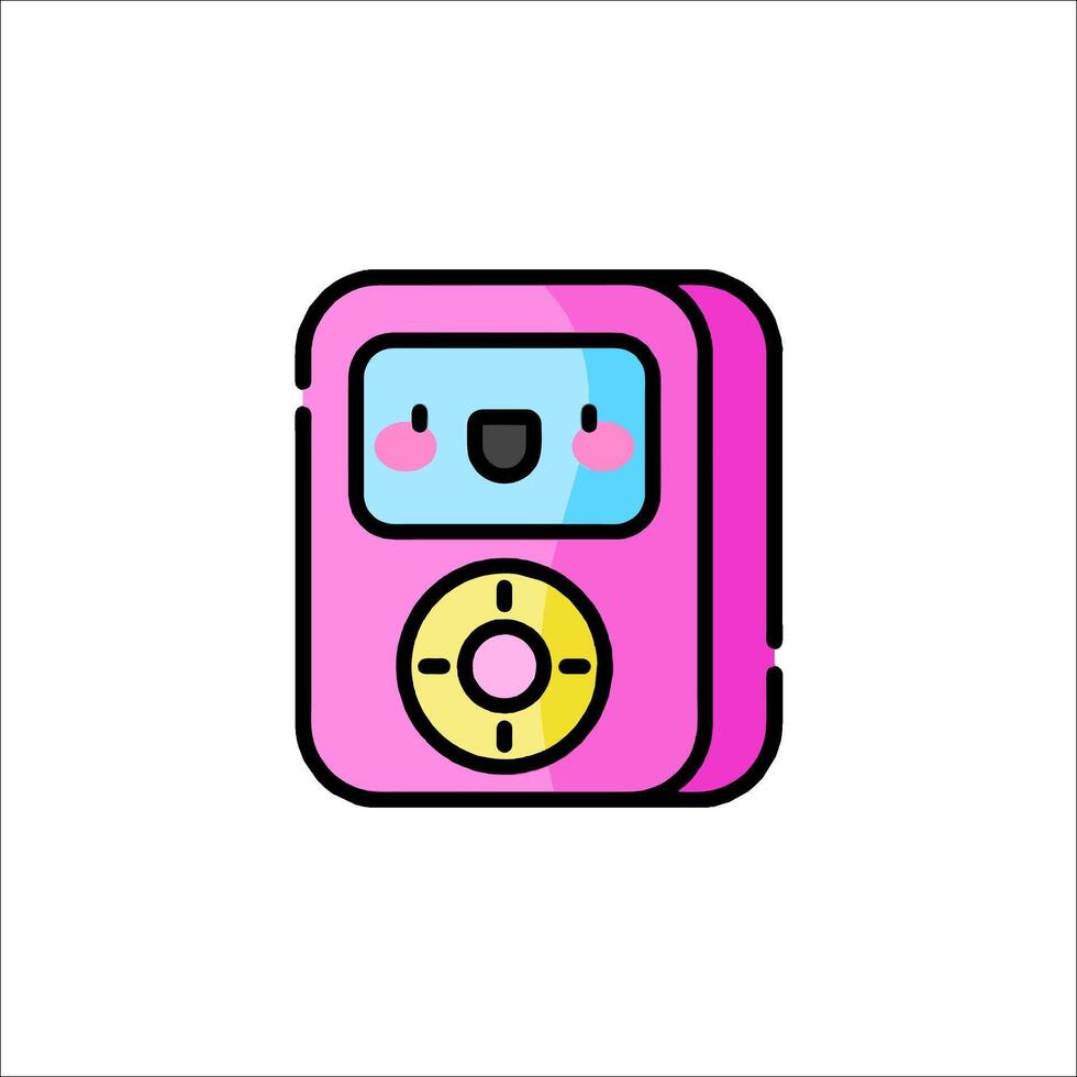 A pink mp3 player with a smiley face vector