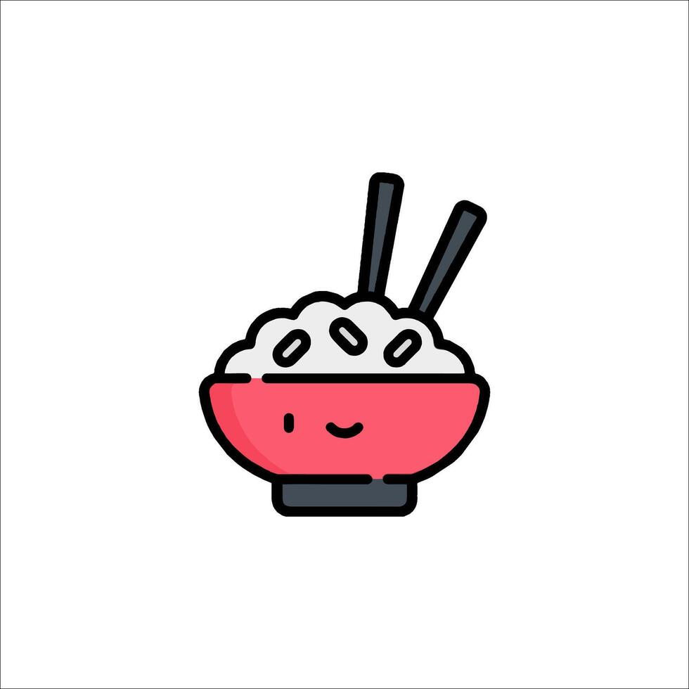 A cute bowl of noodles with chopsticks in it vector