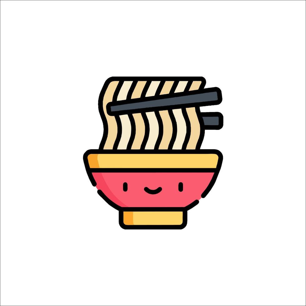 A cute bowl of noodles with chopsticks vector
