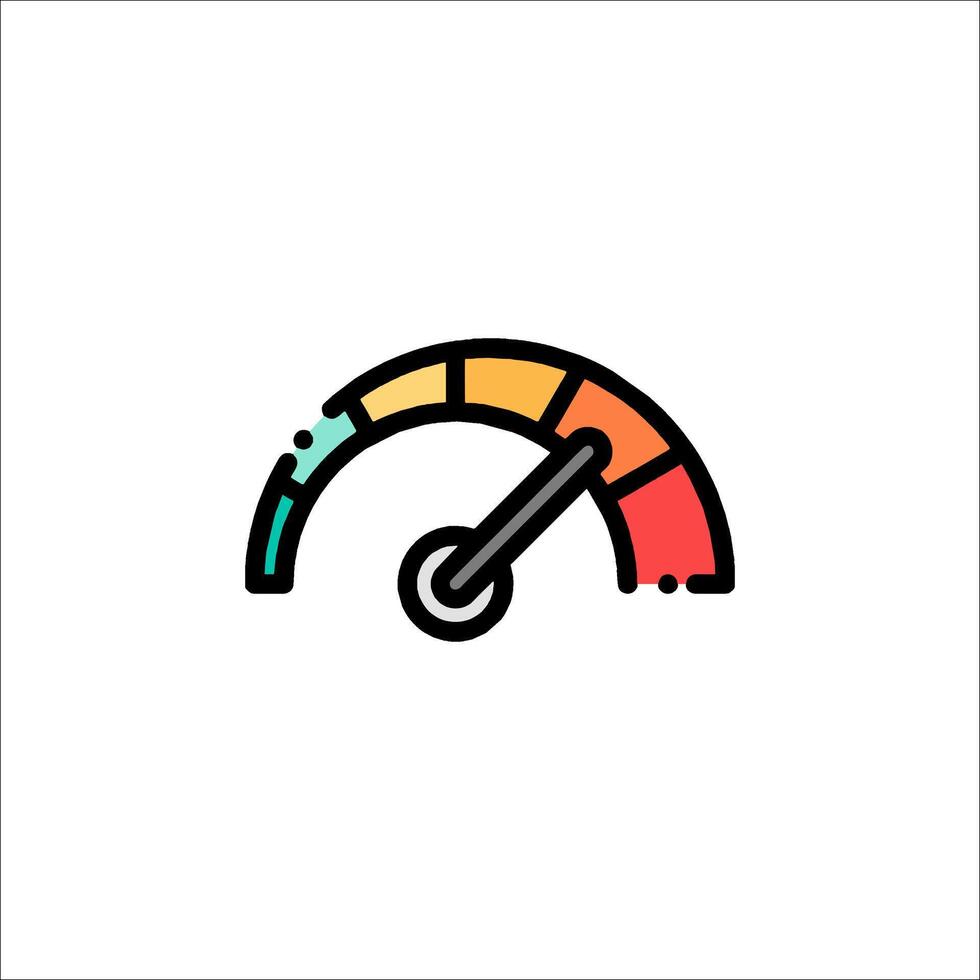 A speedometer icon with a colorful background vector