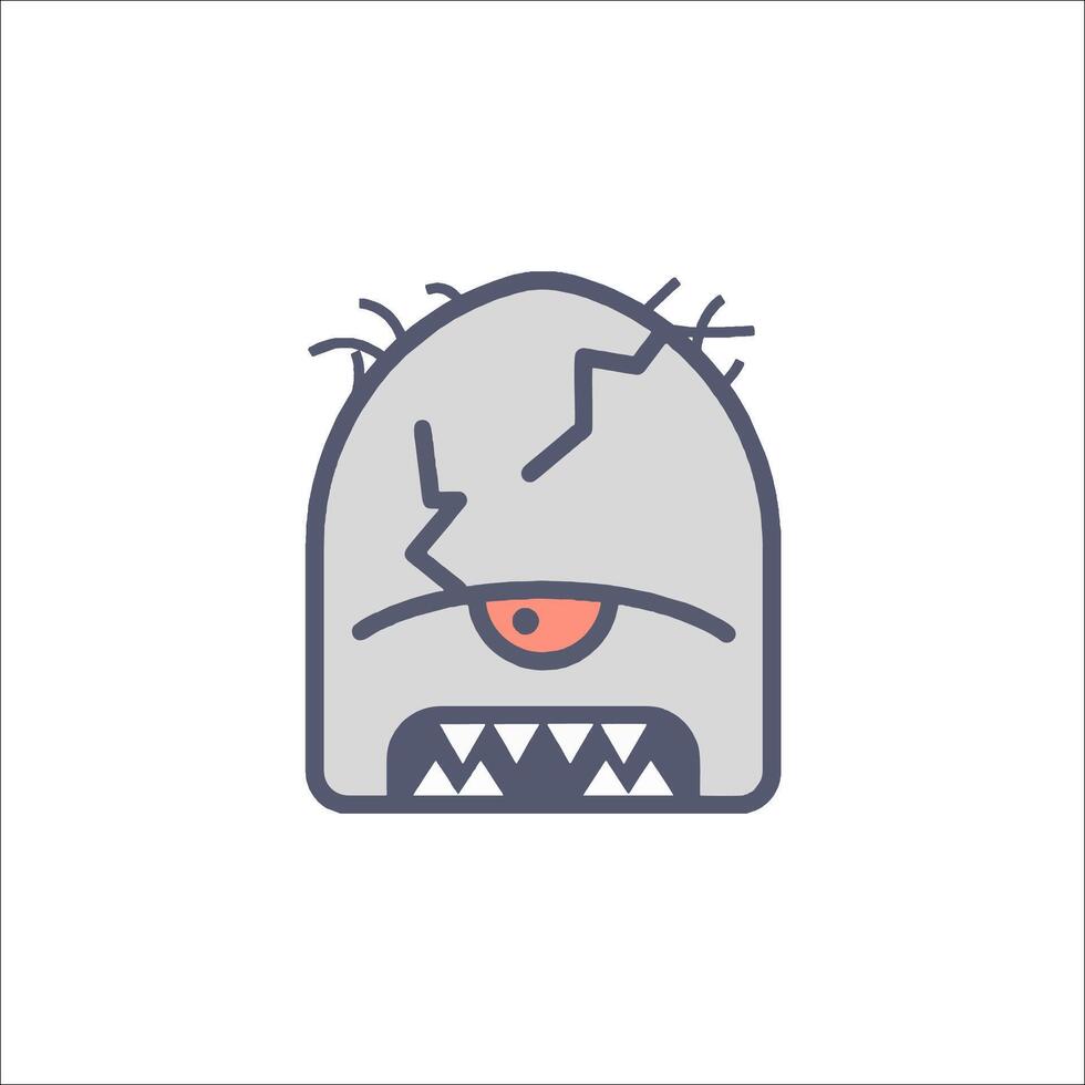 A monster head with a red eye and a big nose vector