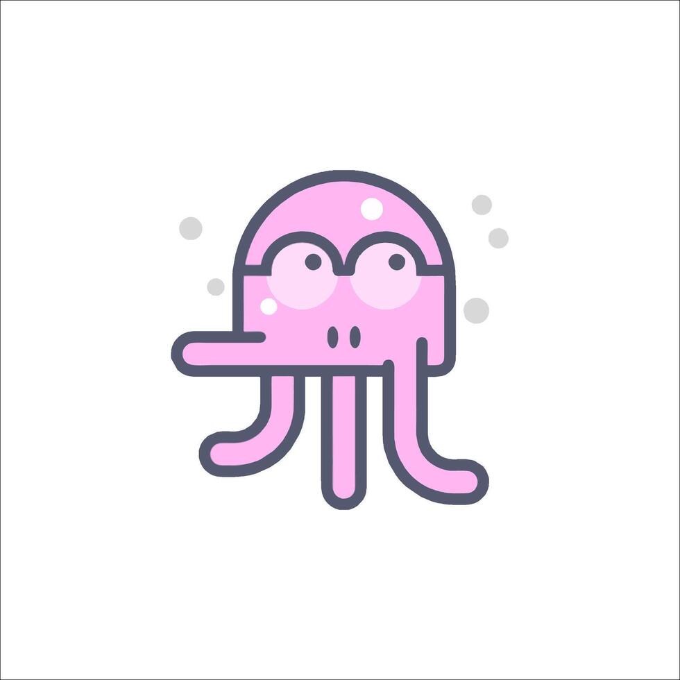 A pink octopus with glasses and a nose vector