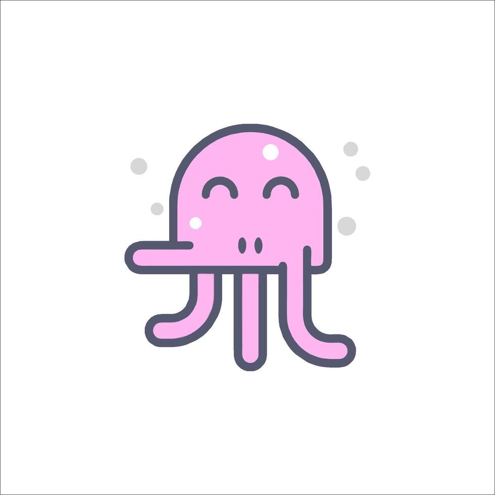 A pink octopus with a face and a tongue vector