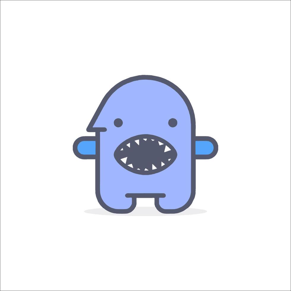 A blue monster with a big mouth and teeth vector