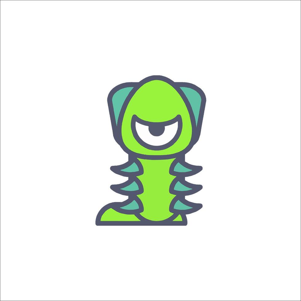 A green alien with eyes and a mouth vector