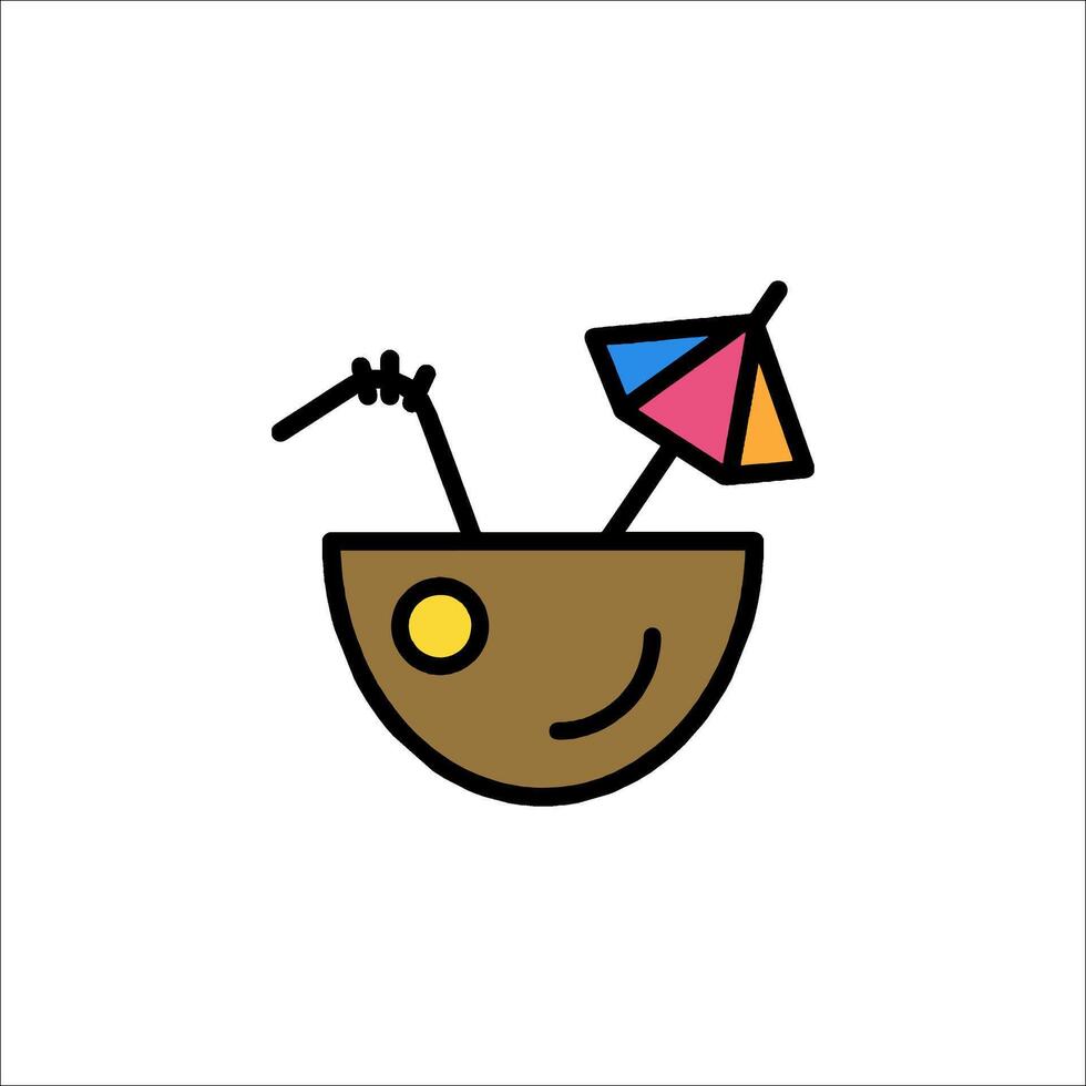 A coconut drink with an umbrella and straw vector