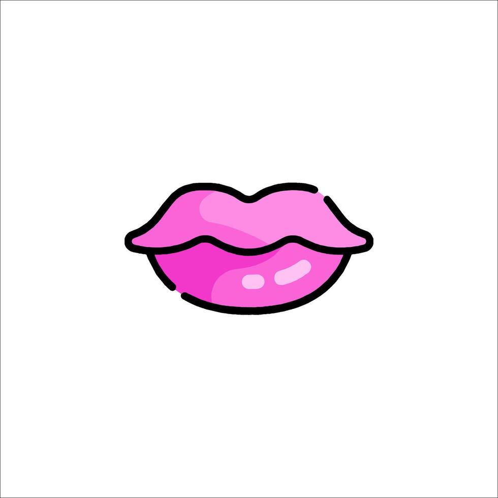 A pink lips icon on a white background vector