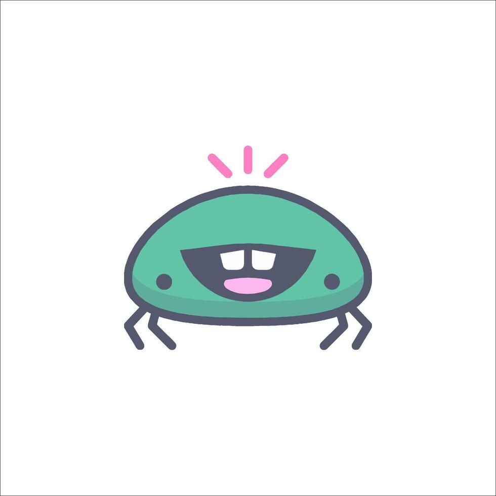 A cartoon green bug with a smile on its face vector