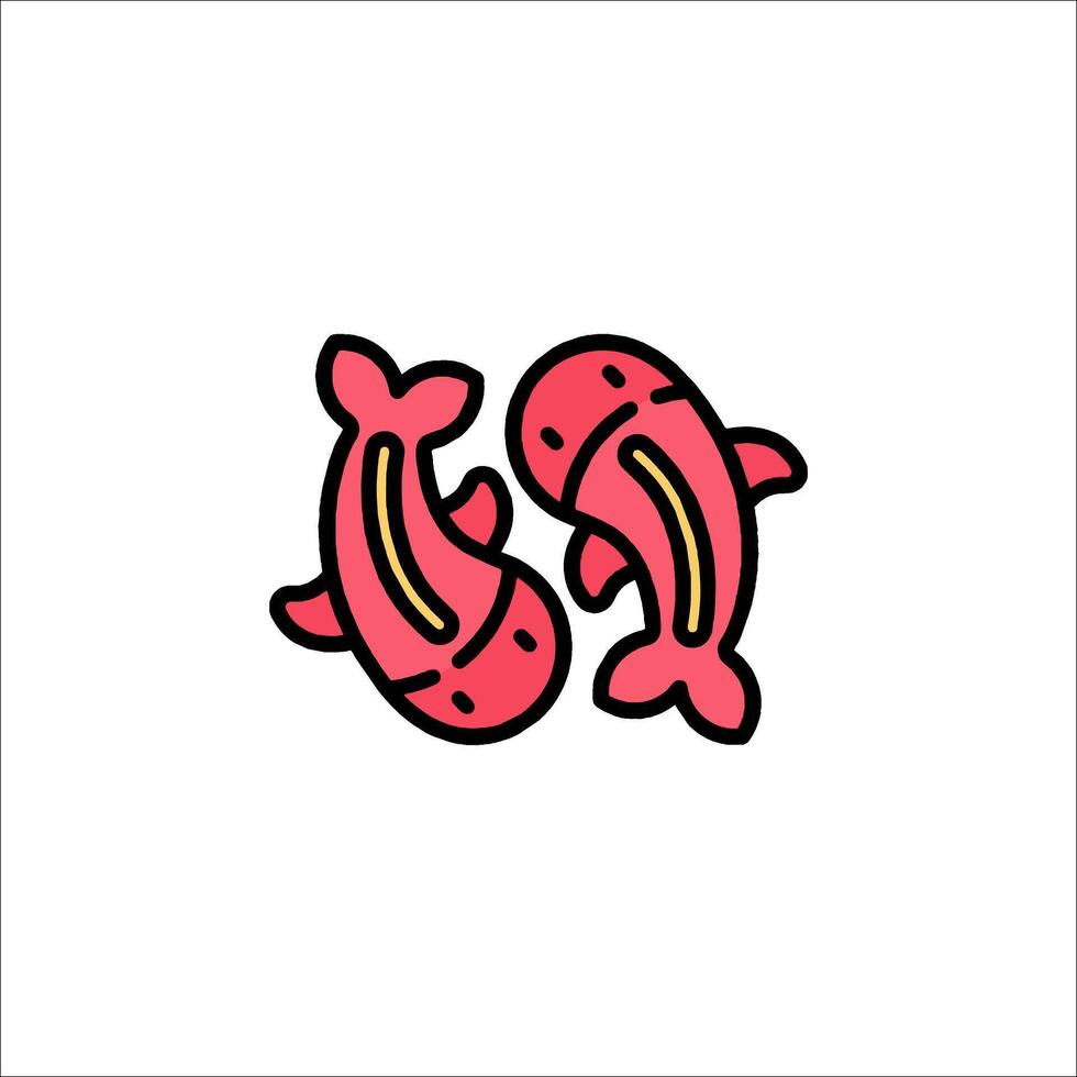Two fish are in the shape of a heart vector