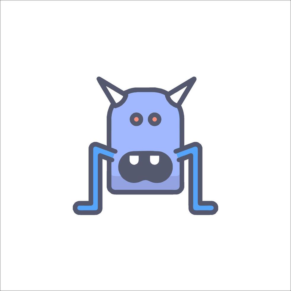 A cartoon monster with horns and eyes vector