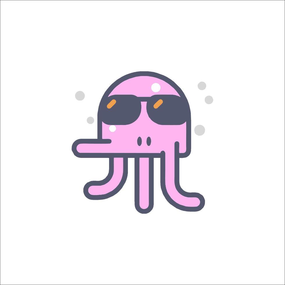 An octopus with sunglasses on its face vector