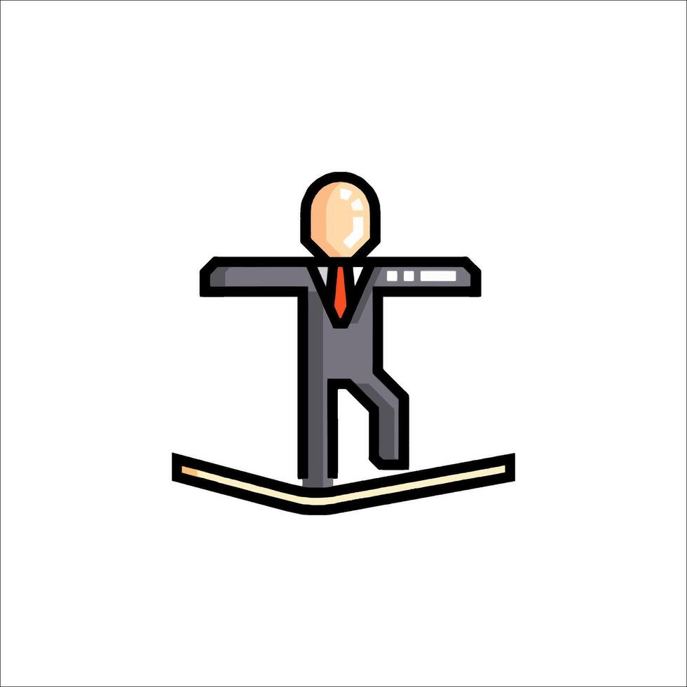 Businessman on a balance board icon illustration vector