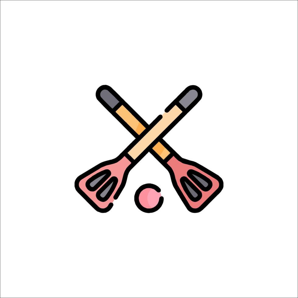 Two crossed sticks and a ball icon vector