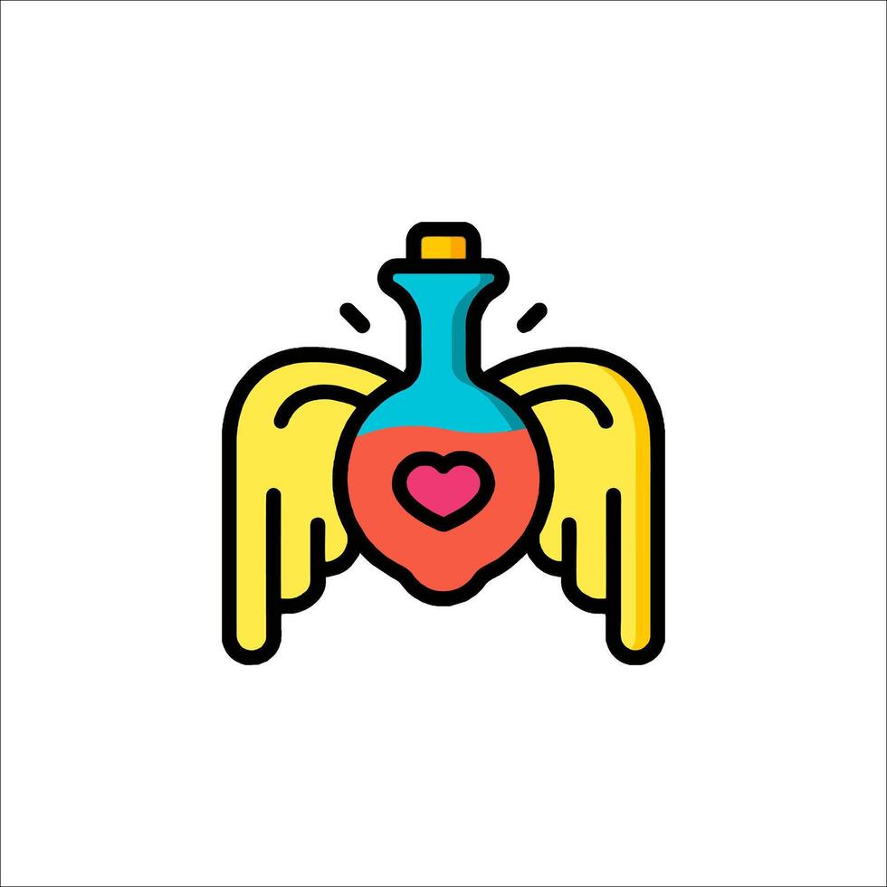A heart shaped bottle with wings and a heart vector
