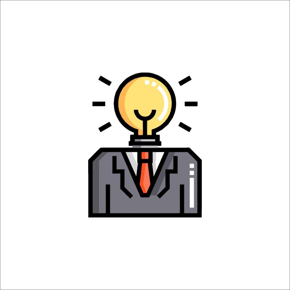 A man in a suit with a light bulb on his head vector