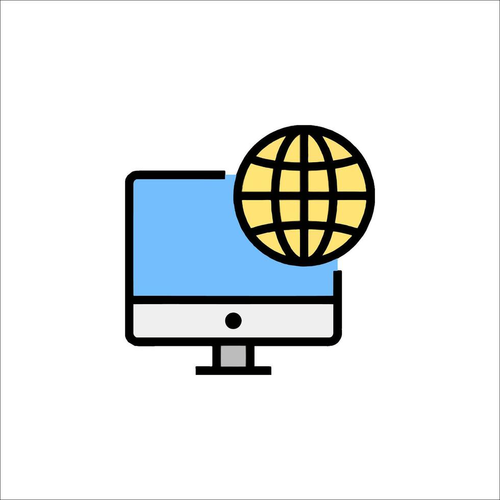 A computer monitor with a globe icon vector