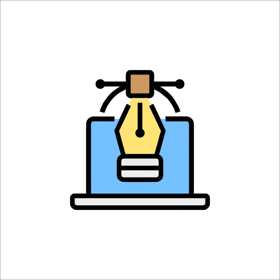A light bulb on a computer screen with a pen vector