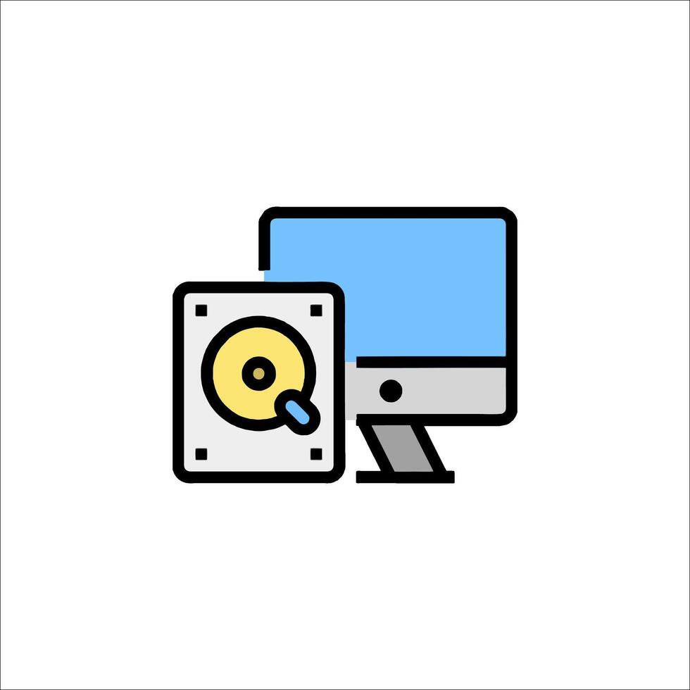 A computer monitor and a disk drive icon vector