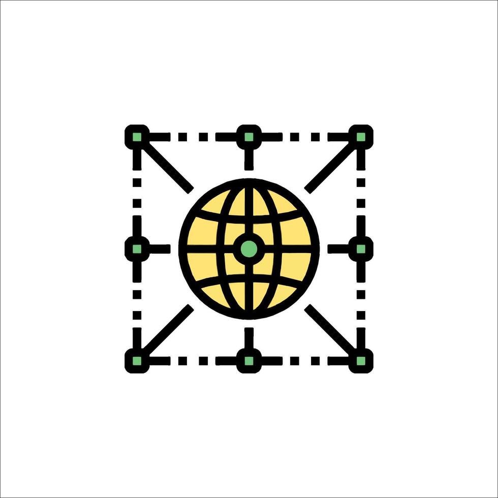 The globe is surrounded by a network of lines vector