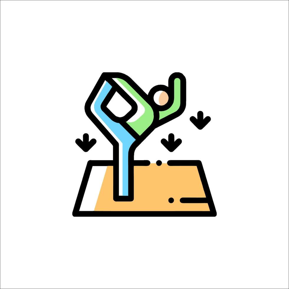 A man doing yoga on a mat with a blue background vector