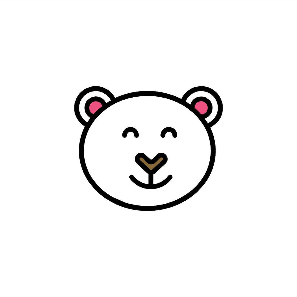 A bear face with pink ears and nose vector