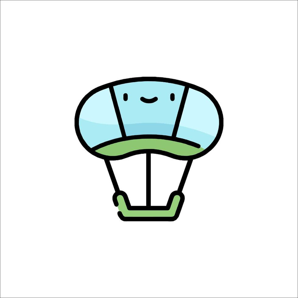 A cartoon character with a parachute in the background vector
