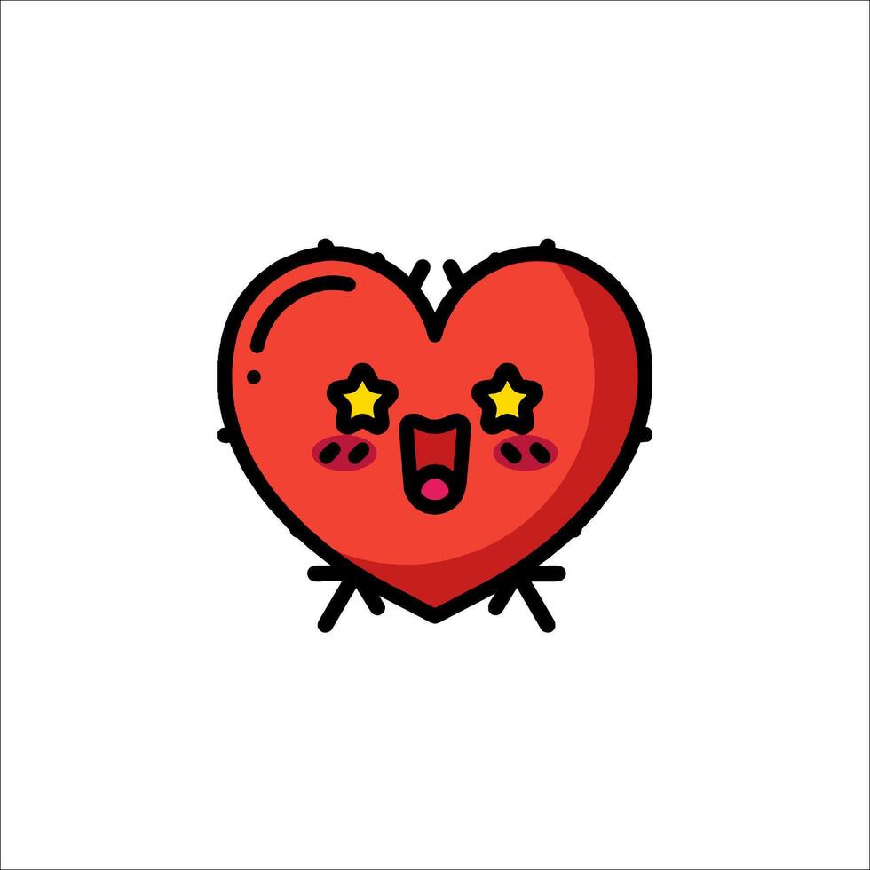 A red heart with a star on it vector