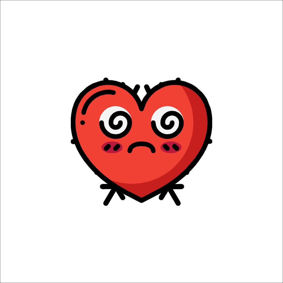 A cartoon heart with eyes and a frown vector