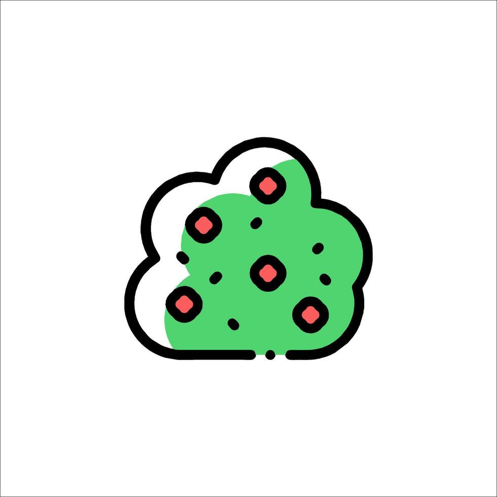 A green cloud with red cherries on it vector