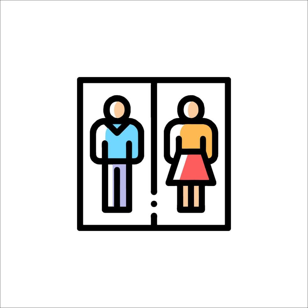 A man and woman standing in front of a bathroom door vector