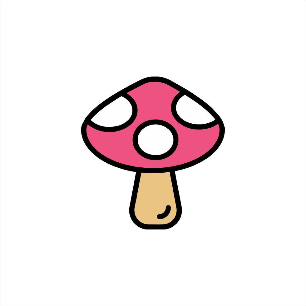 A pink mushroom icon with polka dots vector