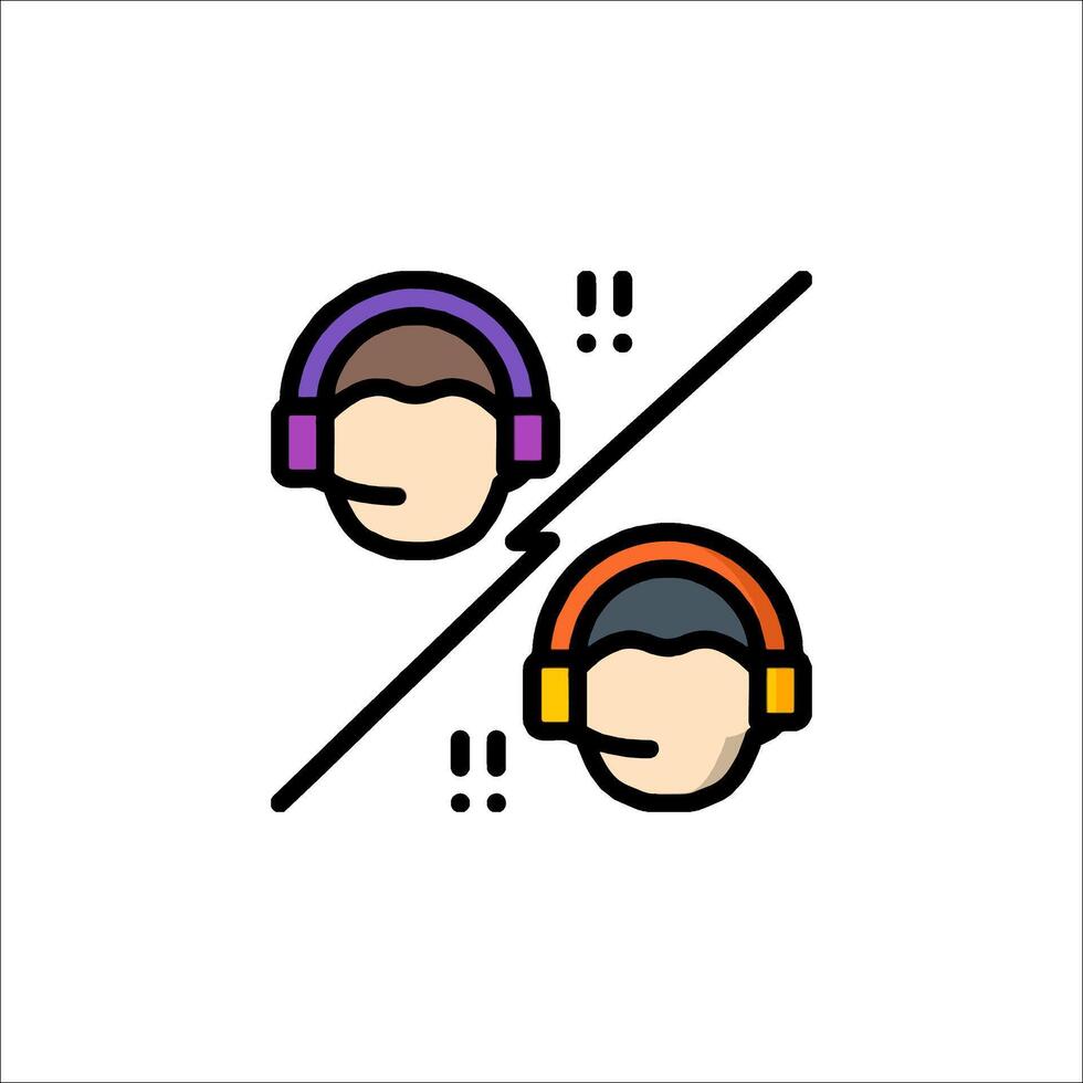 Two people wearing headphones and one with a microphone vector
