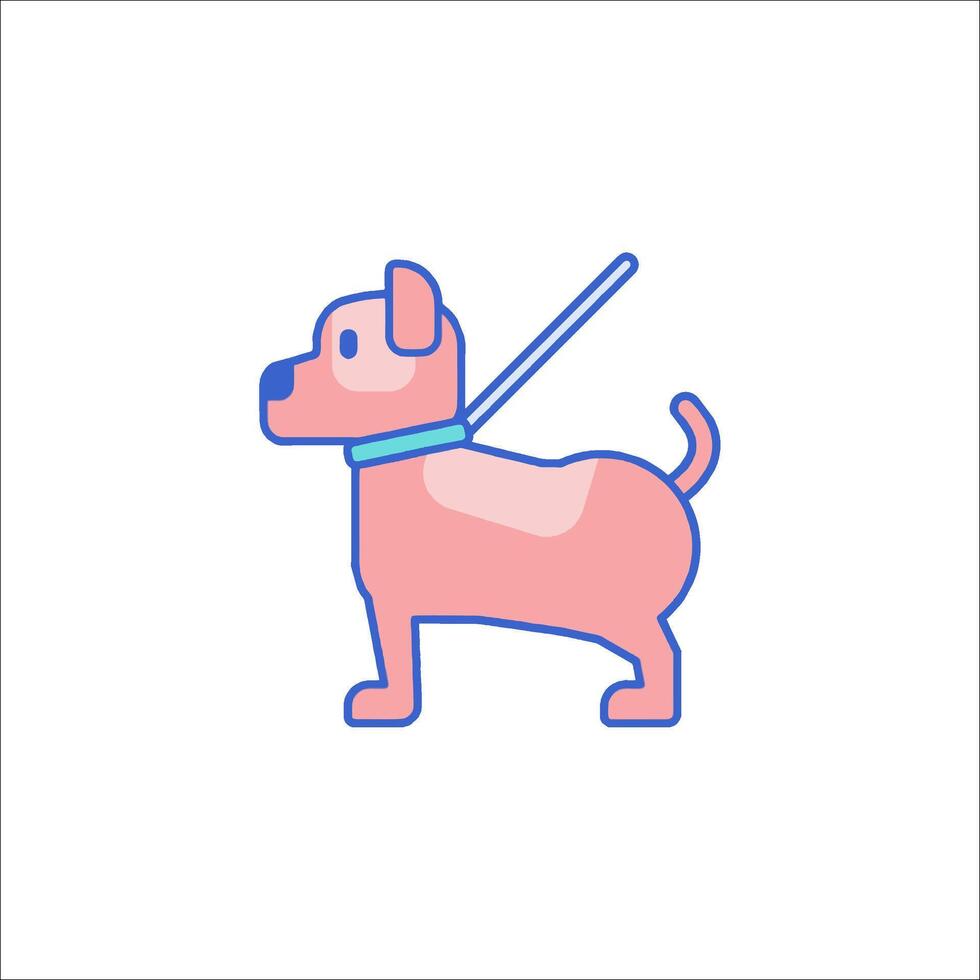 A dog is standing on a leash with a leash attached vector