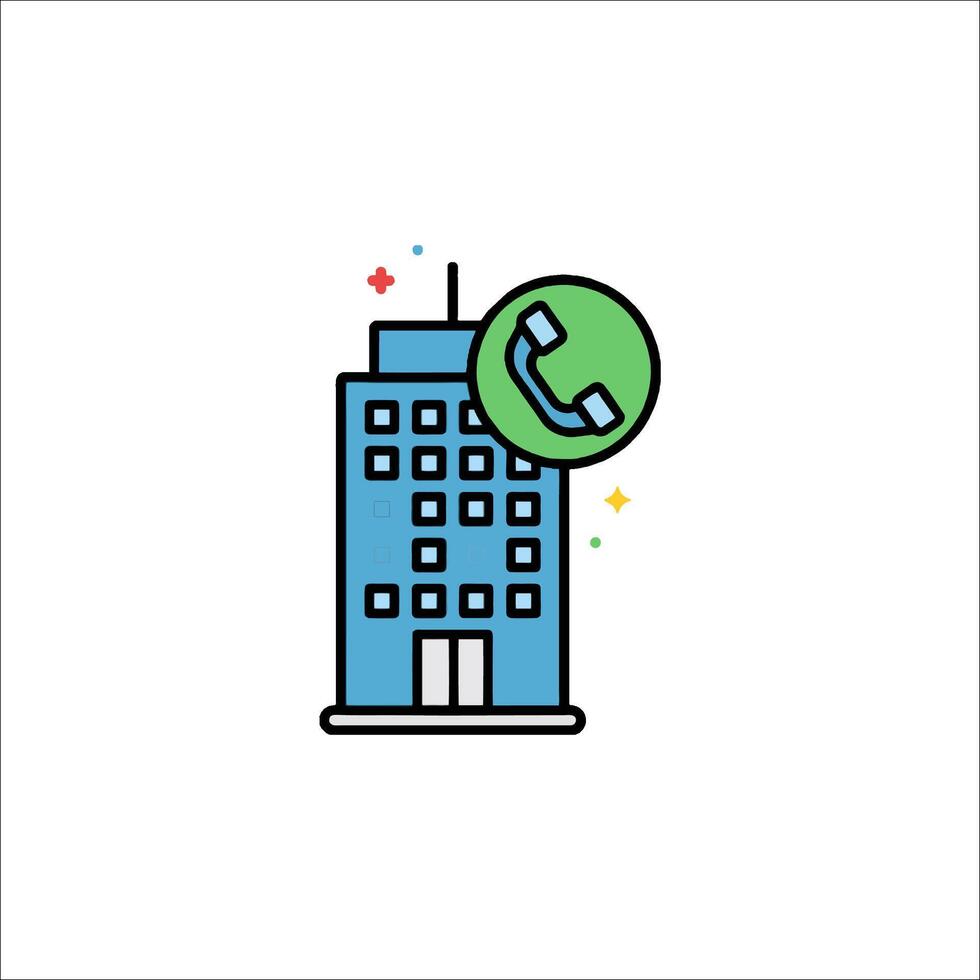 A phone icon with a building and a globe vector