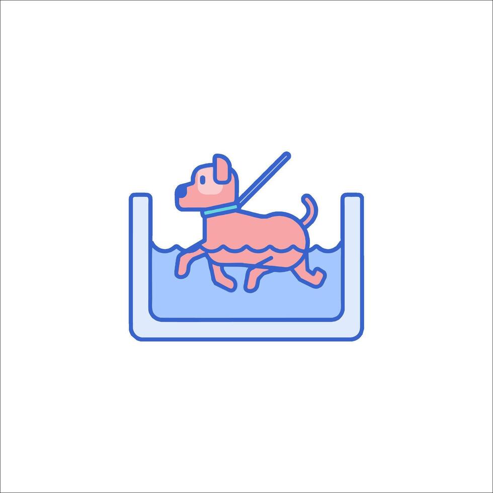 A dog swimming in a pool with a leash vector