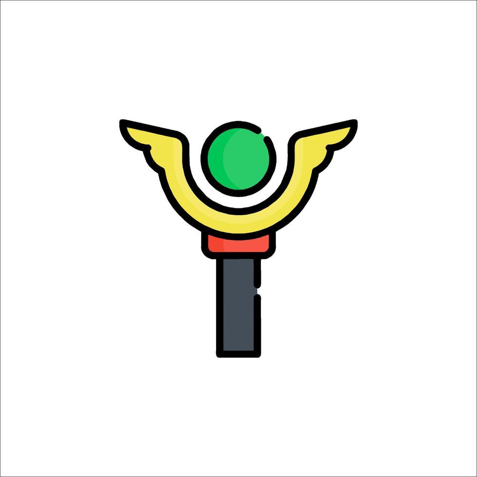 A green and yellow sword with a green orb on it vector