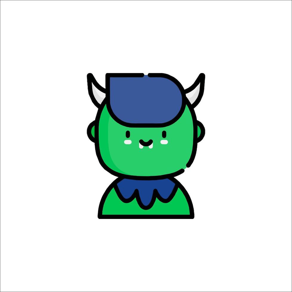 A cartoon green monster with horns on his head vector