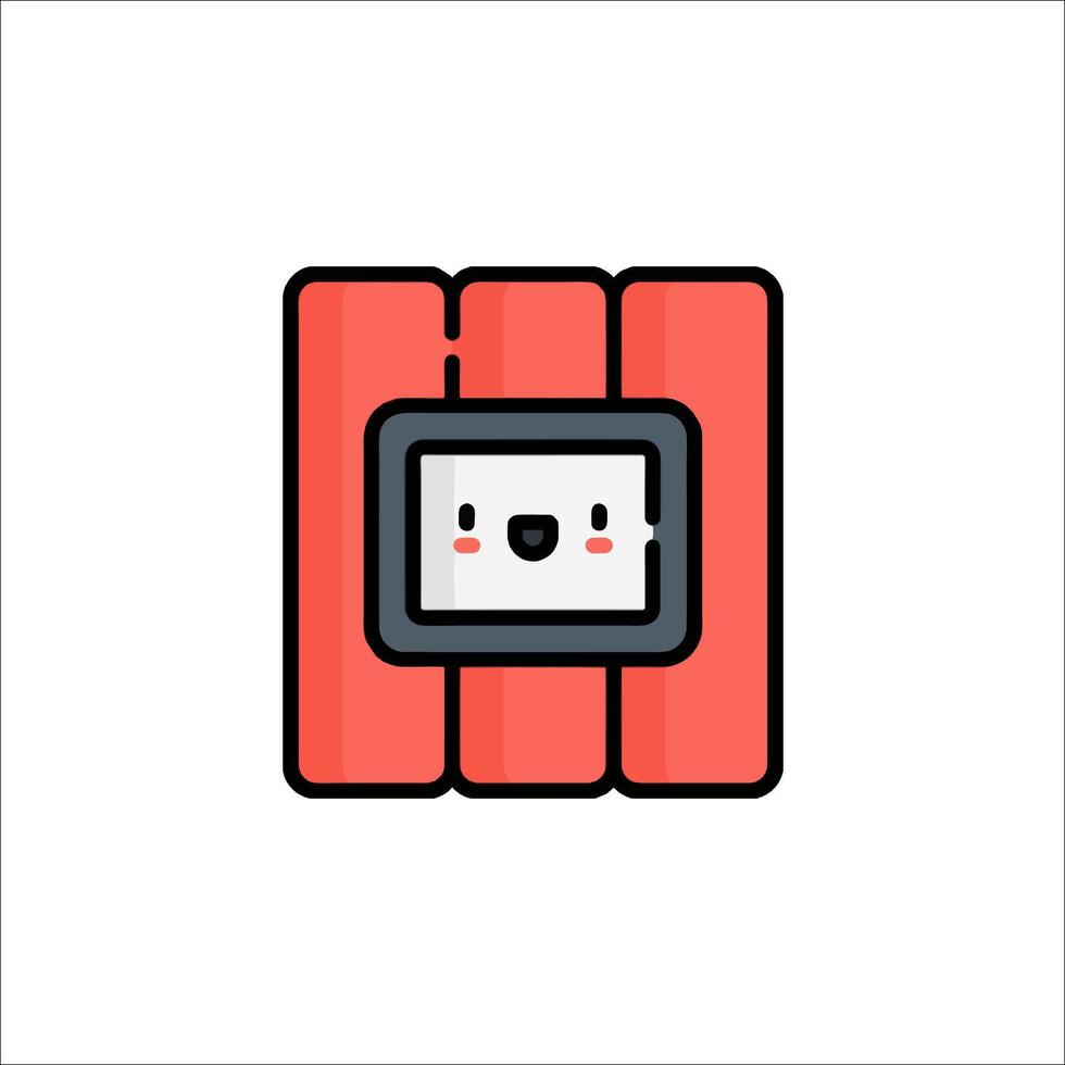 A red and white tablet with a smiley face on it vector
