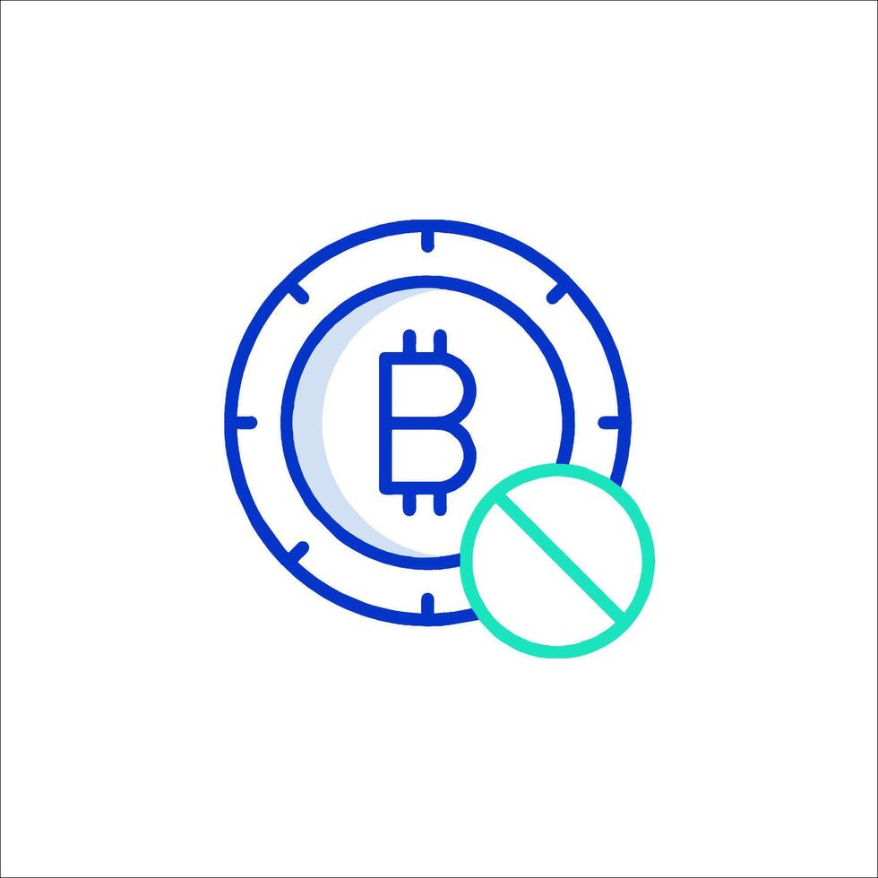 Bitcoin icon with a no sign vector