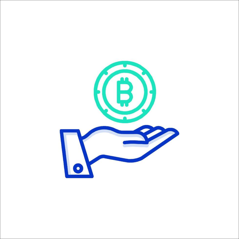 Bitcoin icon, illustration, line icon, flat design, flat design, illustration, icon vector