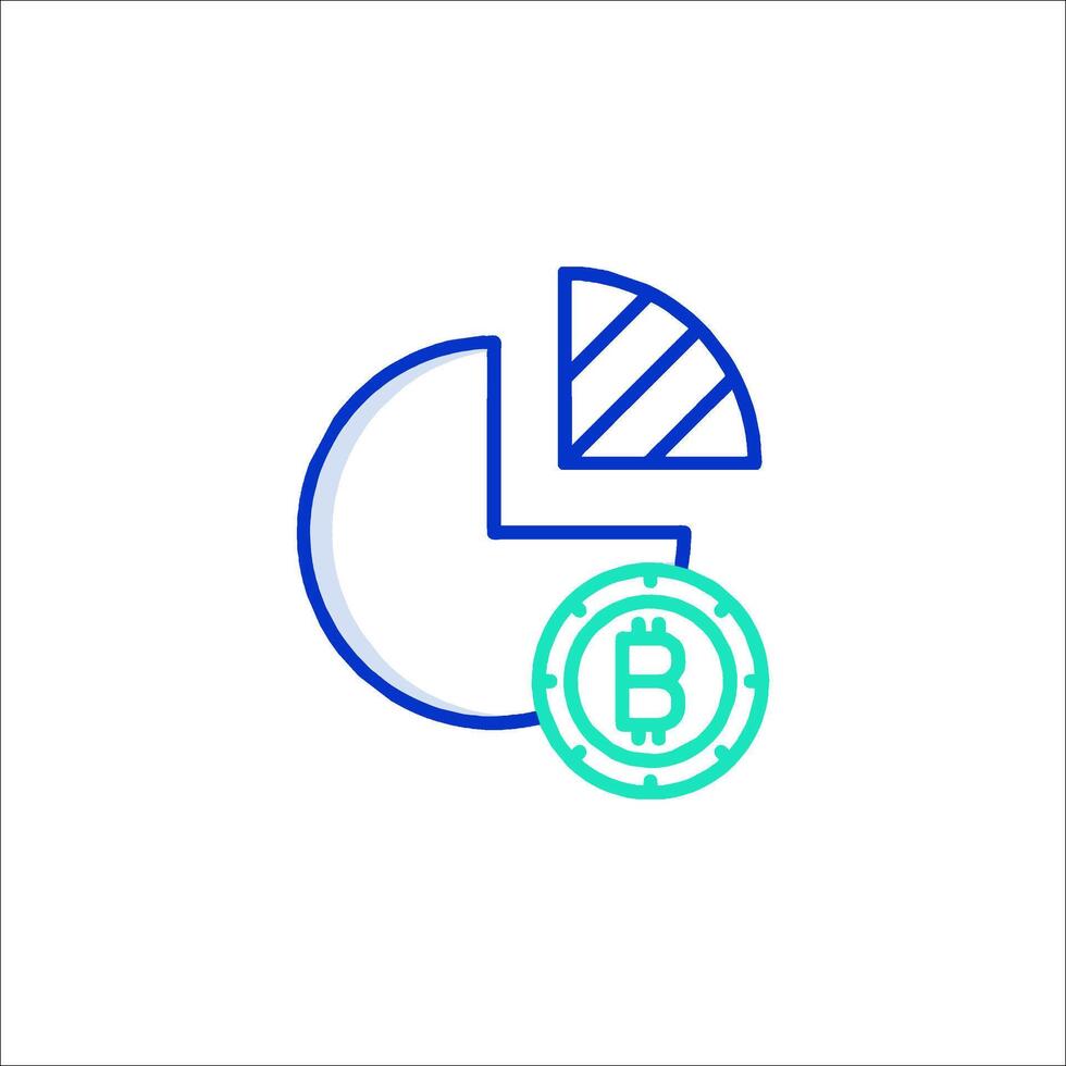 Bitcoin icon with a pie chart and a bitcoin coin vector