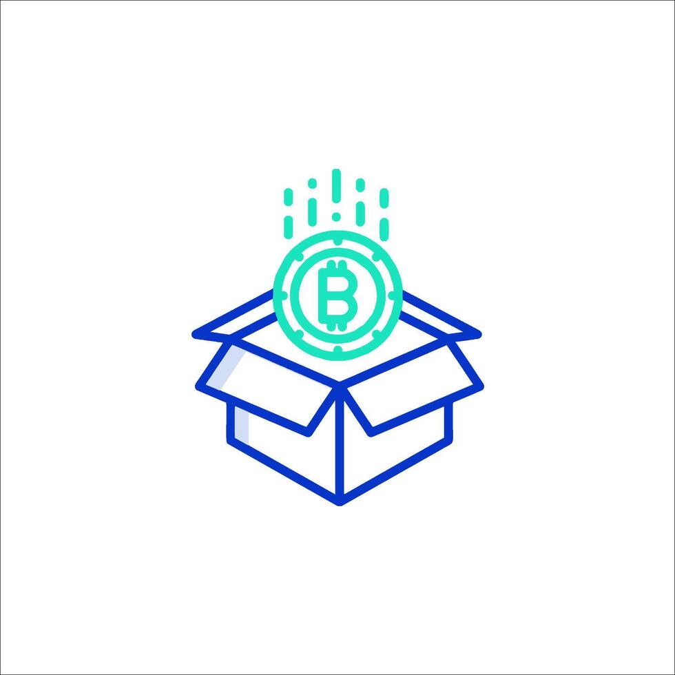 Bitcoin in a box icon vector